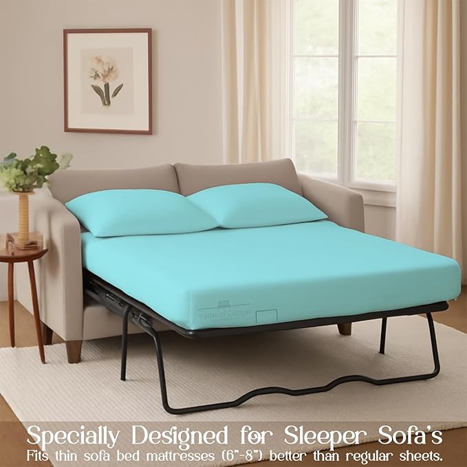 Sleeper Sofa Bed Sheet, 100% Cotton 400 Thread Count, 4 Piece Set, Deep Pocket