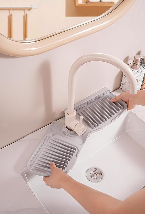 Folding Faucet Mat for Kitchen Sink Upgraded Premium Silicone Splash Guard