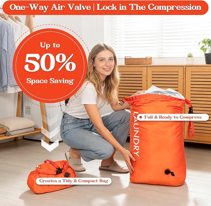 Travel Laundry Bag, Vacuum Compression Dirty Clothes Travel Bag, Waterproof