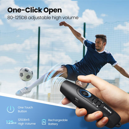 UNIWA Electronic Whistle with USB Charging, 3 Tone & 3 High Volume Hand Emergency Whistle for Referee Coaches Teacher, Outdoor Sport Game Camping Safety Electric Whistle with Lanyard - Black