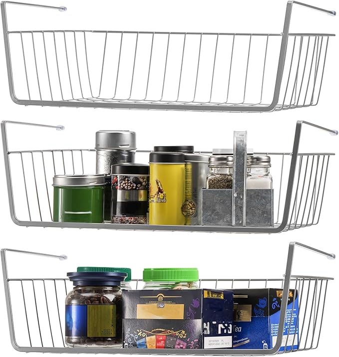 Jucoan 3 Pack Under Shelf Baskets