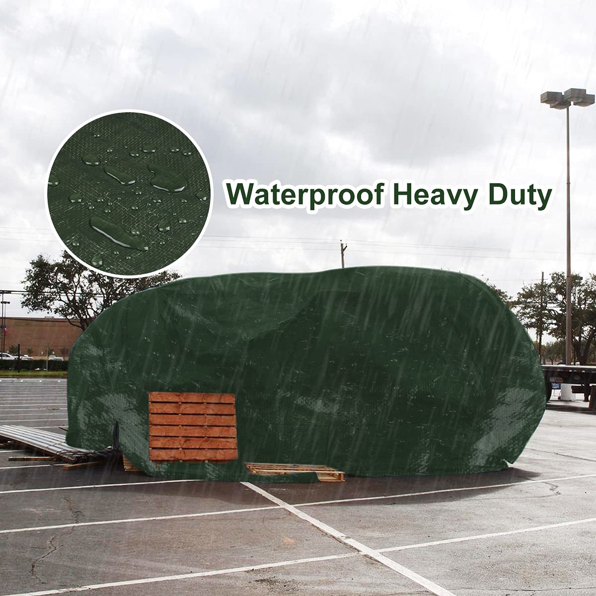 Onarway Tarpaulin Waterproof Heavy-Duty for Outdoor: 3m x 4m 105GSM UV/Tear Resistant PE Tarpaulin Sheet with Reinforced Grommets for Garden Furniture & Ground Use - Green