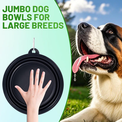 Dog Bowl Pet Collapsible Bowls, 2 Pack for Cats Dogs, Portable Pet Feeding Watering Dish for Walking Parking Traveling with 2 Carabiners (Small, Blue+Green)