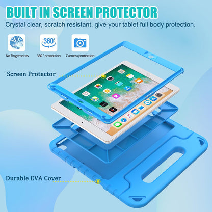 Surom Kids Case with Screen Protector for iPad 9.7 Inch 2018/2017, Shockproof Convertible Handle Stand Case for iPad 9.7 2017/2018 (iPad 5th and 6th Generation),iPad Air 2, Blue