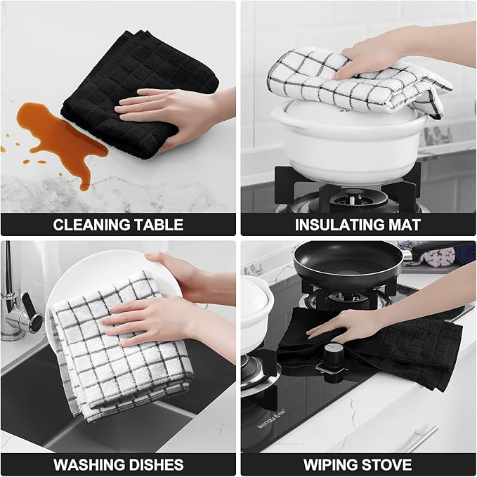 Homaxy Premium Cotton Kitchen Towels 16"x 28", Large Natural Ring Spun 390 GSM