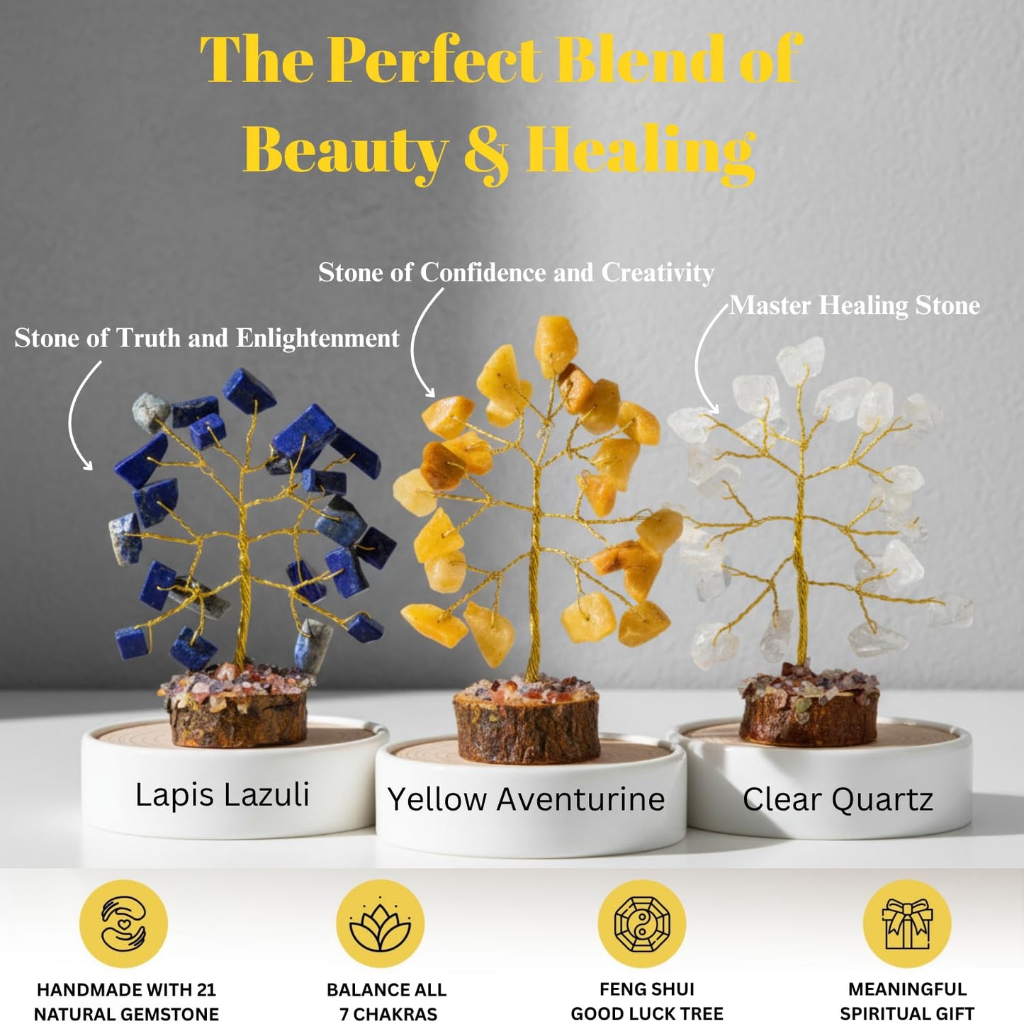 ANAYA AGATE Crystal Tree Set of 12 Unique Birthday Gifts for Women,Sister,Mom,Home Office Decor,Shelf Decoration for Positive Energy,Bring Good Luck,Money,Reiki Healing, Chakra Tree of Life Gift Sets