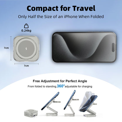 Charging Station, AC Island 5 in 1 Wireless Charging Station for iPhone 16 Pro/16/15/14/13/12, Mag-Safe Charger, Fast Wireless Charging Stand for Airpods, Apple Watch Series 10 - (Titanium Grey)