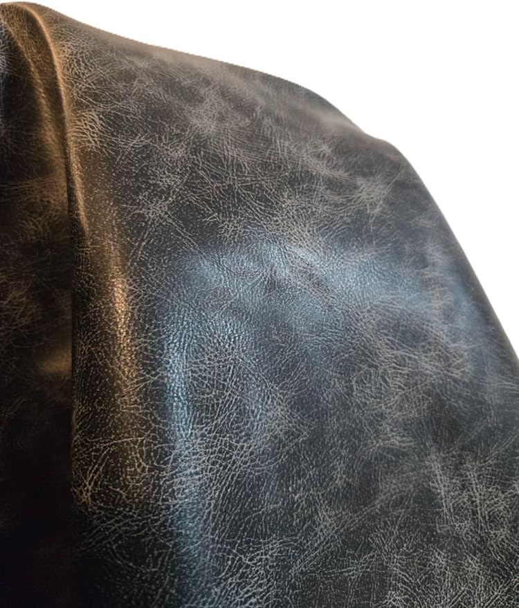 Black Vintage Distressed Soft Faux Leather Fabric PU Peta Approved Vegan