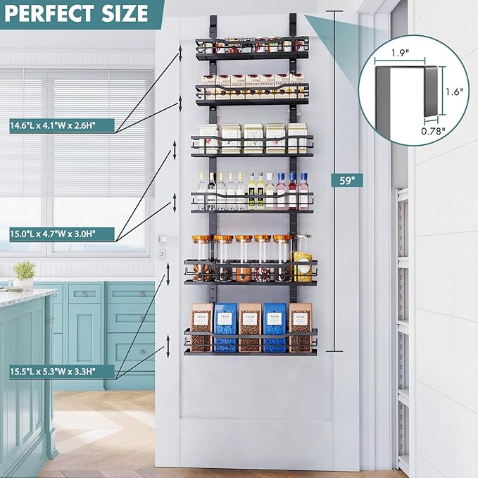 Over The Door Pantry Organizer，6-Tier Over The Door Organizer