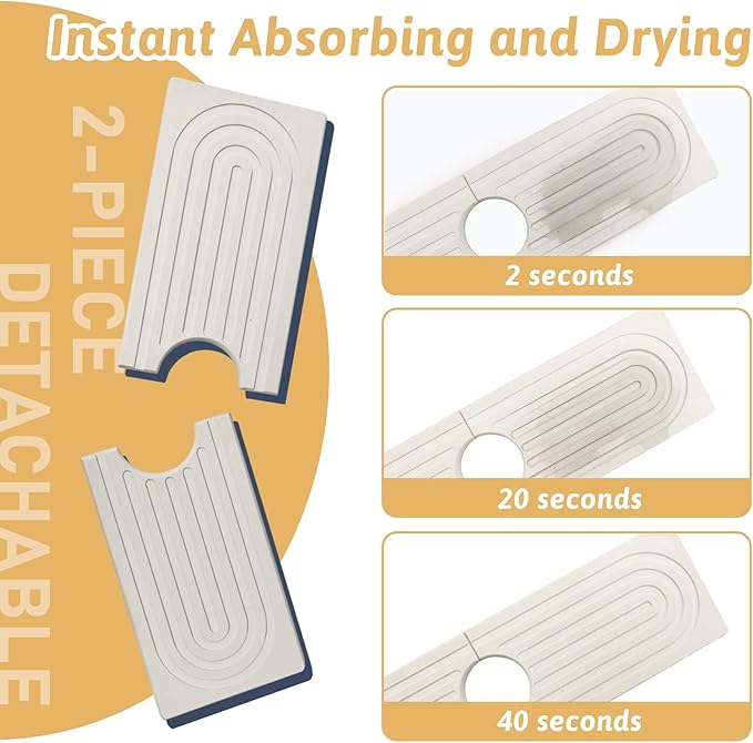 Detachable Faucet Handle Drip Catcher, Dish Drying Mat Soap Sponge Holder Tray
