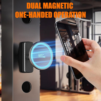 welvath Dual Magnetic Phone Holder for Gym, Workout, Kitchen or Any Metal Surface, Magnet Base Mount & Power Magnet Phone Mount for MagSafe iPhone 17 16 15 14 13 12 Series