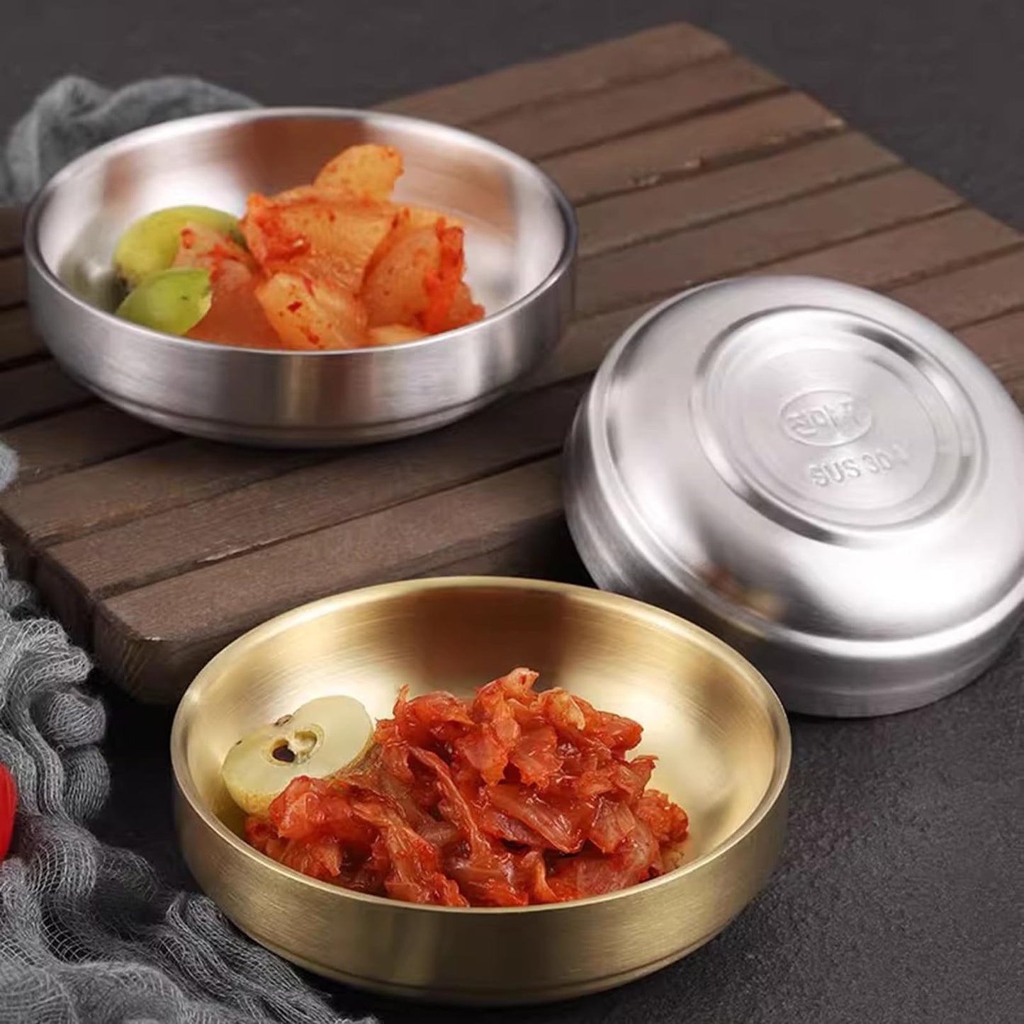 Incauca 4.5 Inch Stainless Steel Soy Sauce Dishes, Double Walled Mini Chip and Dip Bowls, Dipping Sauce Ramekin, Seasoning Cups, Metal Small Side Dish Bowls for Condiment Sushi Ketchup, Silver