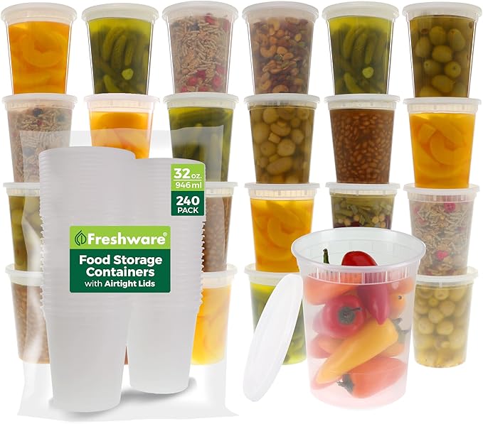 Freshware Food Storage Containers 32 oz Plastic Deli Containers