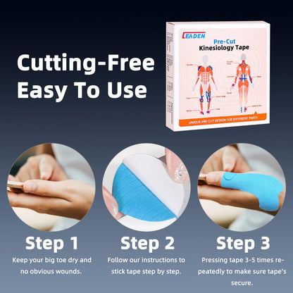 IEADEN Precut Kinesiology Tape for Thumb (Left Hand), 40 Pcs - Thumb Support & Stability, Thumb Pain Relief Athletic Tape - Waterproof & Elastic, Breathable Hypoallergenic Latex-Free Tape, Blue