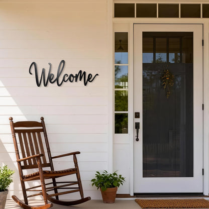 Sinseike Welcome Metal Sign Wall Decor (Black)