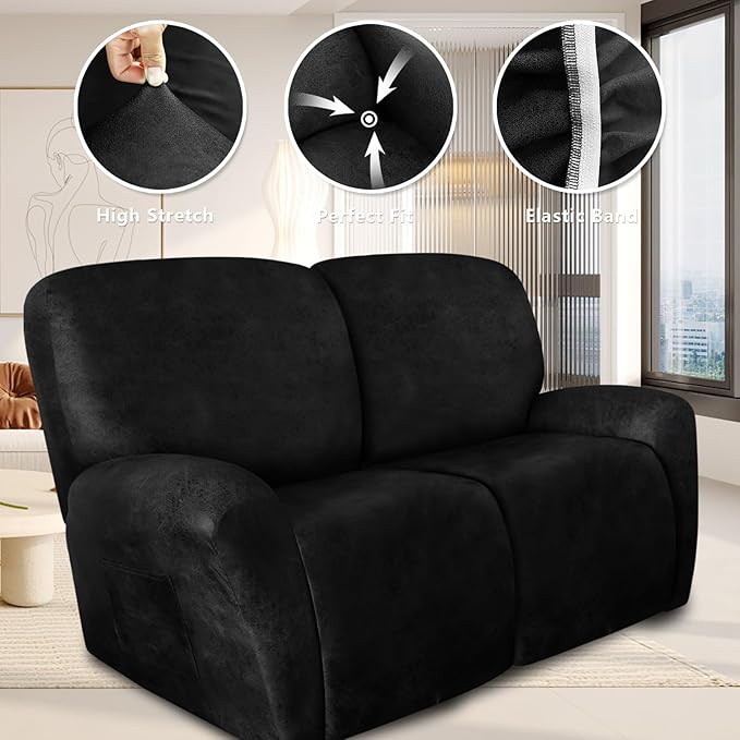 ANARACHON Loveseat Recliner Cover Leather Look Recliner Loveseat Covers