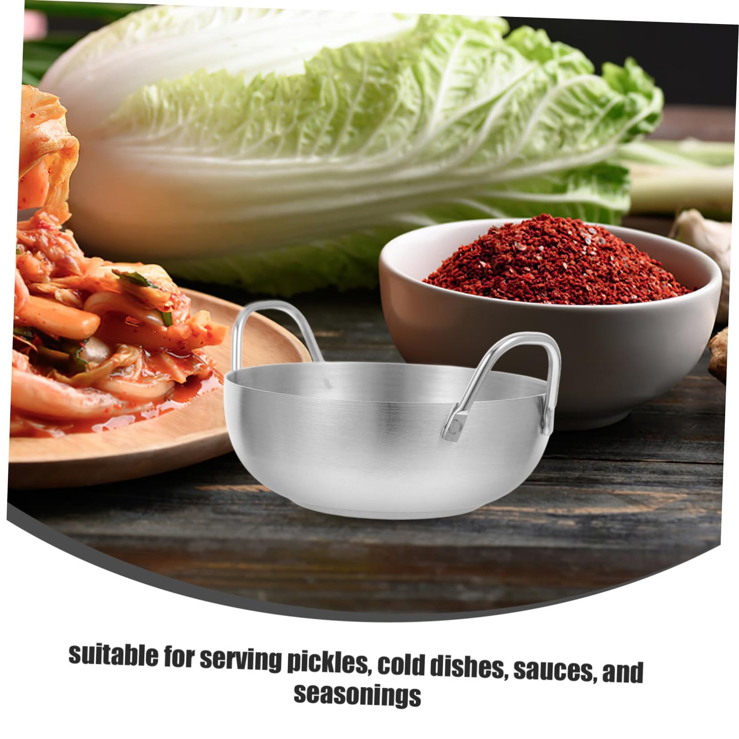MUCKLILY 304 Stainless Steel Dipping Sauce Dish Handle Small Round Sauce Bowl for Condiments Flavor Dish for Home Kitchen and Restaurant Use Single Unit
