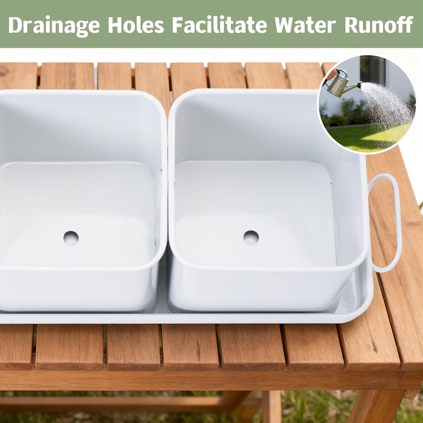 Indoor Herb Garden, Herb Planter Set with Handled Tray, 3 Iron Indoor Plant Pots with Drainage Holes, Windowsill Planter with Customizable Labels, Marker Pen, 10 Plant Labels, Window Pots, White