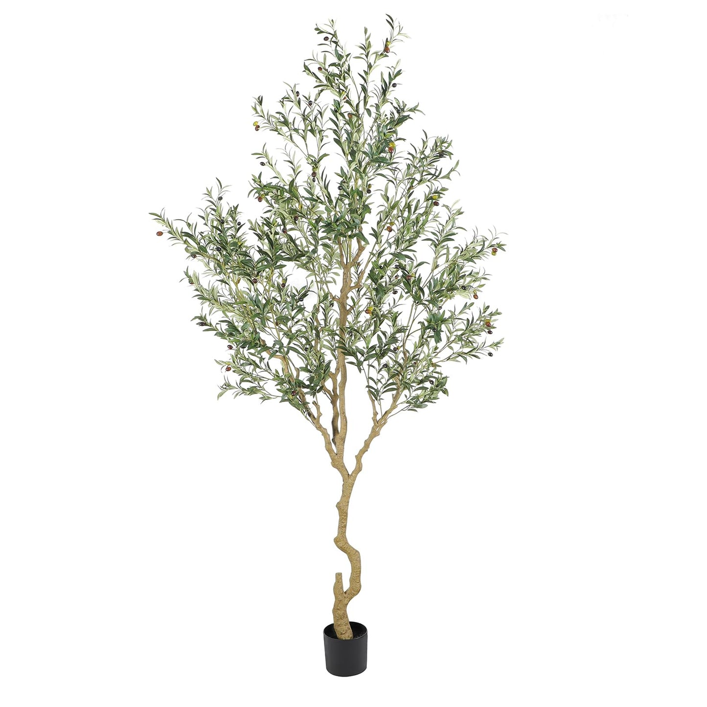 Nafresh Tall Faux Olive Tree，9ft（108in） Realistic Potted Silk Artificial Olive Tree， Fake Olive Trees Indoor with Green Leaves and Big Fruits for Home Office Living Room Stairs Patio Decor.
