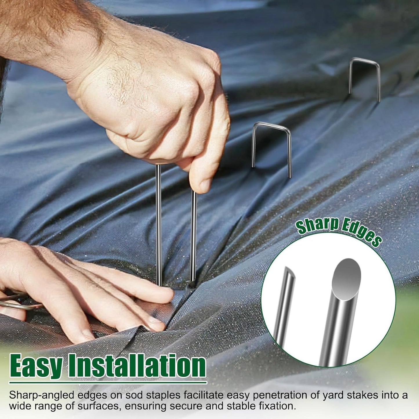 OUPSAUI 10 Inch Galvanized Landscape Staples Stakes, 12/25/50/100/200pcs Garden Metal Stakes for Weed Barrier Fabric, Fence Stakes, Tent Stakes, Christmas Decorations (25pcs)