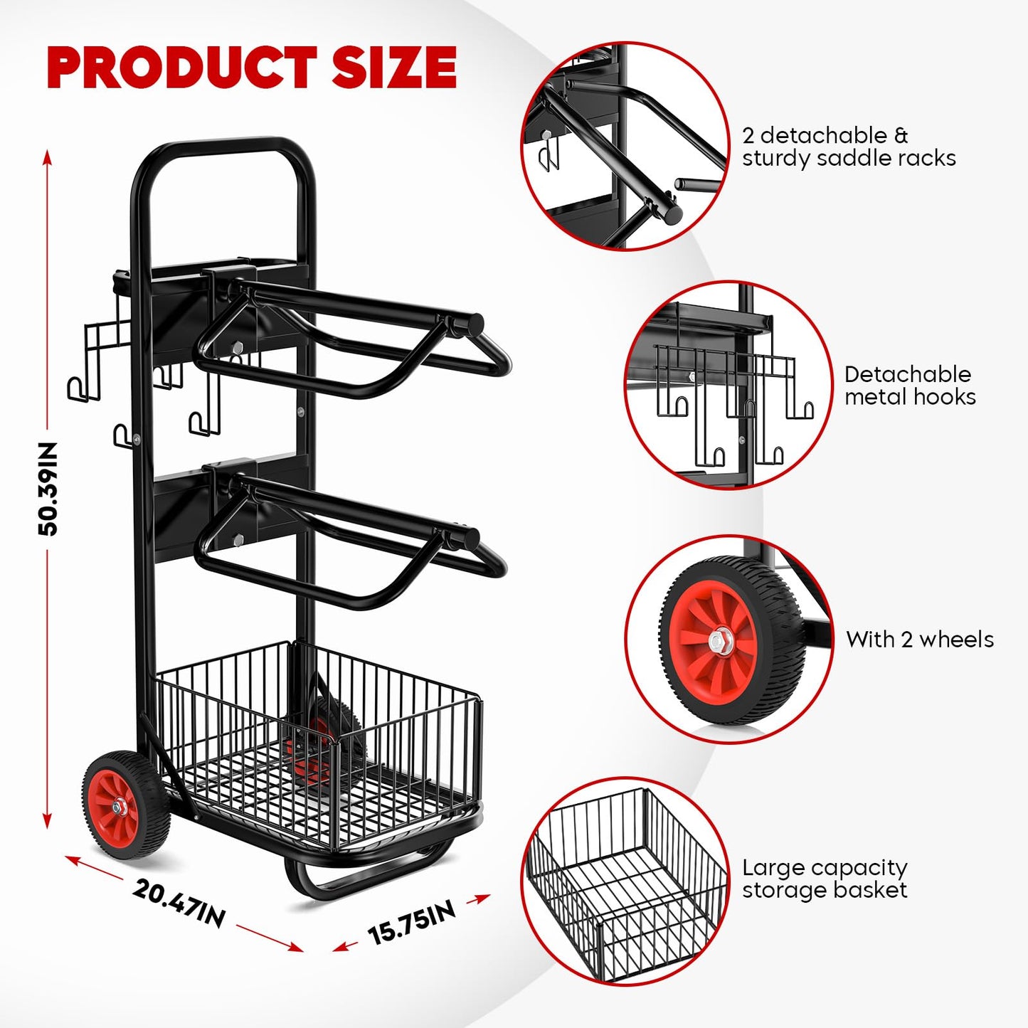 Rolling Saddle Rack Cart with Wheel, Horse Saddle Rack Dolly, Heavy Duty Horse Equipment Cart for Storage, Moving, Organizing, and Transporting Supplies