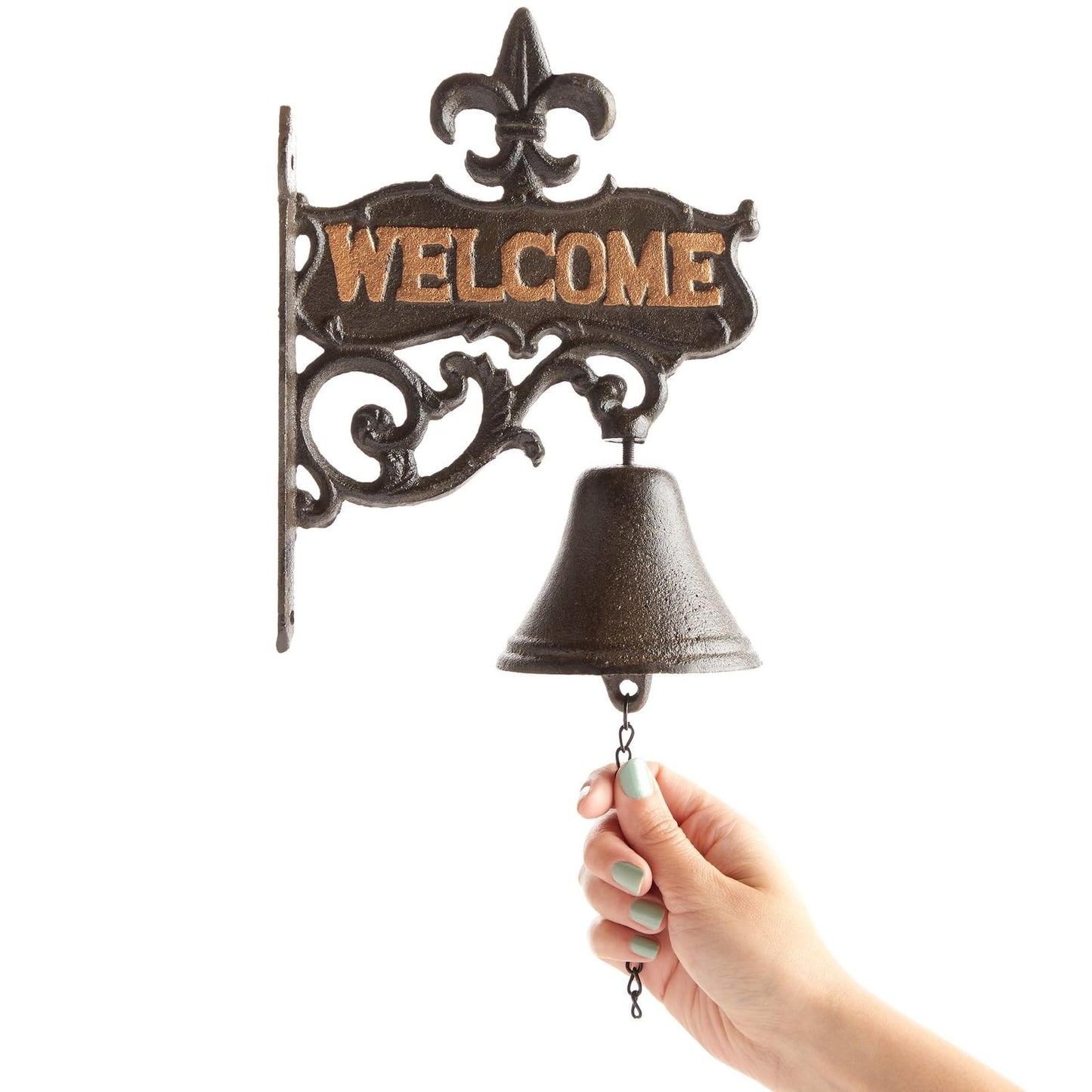 Juvale Dinner Bell Outdoor - 6.7 x 8.9 x 0.8 in, Black Cast Iron, Antique Style - Outdoor Welcome Bell for Front Porch & Wall Decor