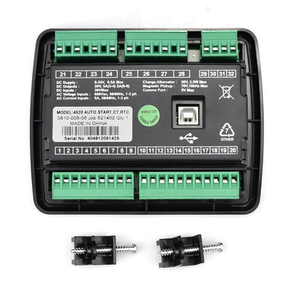 VehiclePro DSE4520 Auto Mains Failure Control Module Self‑Starting LCD Controller,AMF Control Module Automatic Transfer Switch with LCD Display for Electronic Engine Generator Set Applications