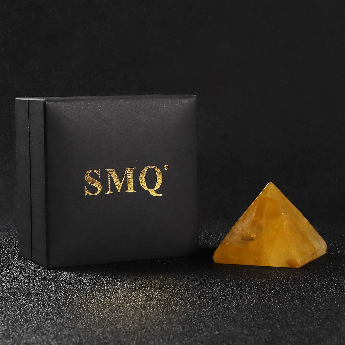 SMQ 1.6" Citrine Crystal Orgone Pyramid Chakra Stones,Hand Carved Gemstone Positive Engrgy Generator,Reiki Healing Pyramid Protection Crystals Figurine Decoration