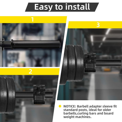 Standard Olympic Barbell Adapter Sleeve: Converts 1 inch Standard Weight Plate Posts to 2" Olympic Weight Plate Posts - Perfect for Deadlifts & Squats