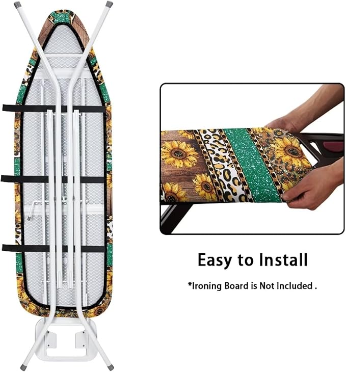 Sunflower Ironing Board Cover, Full Size Scorch Resistant Padding, Elastic Edge