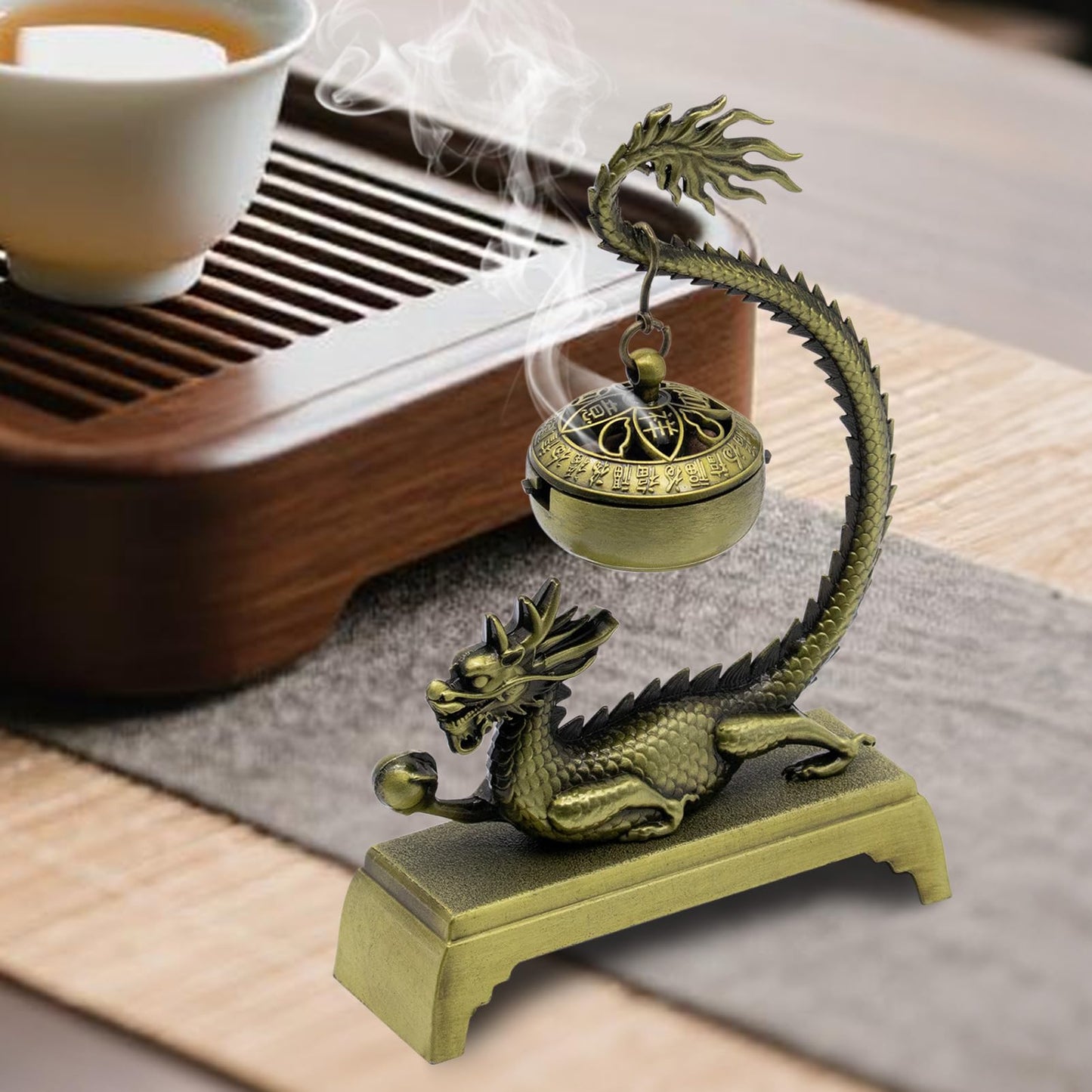 Dragon Incense Burner & Stick Holder with 40 Incense Sticks – Aroma Diffuser for Home Spa, Meditation Room & Zen Decor (Dragon)