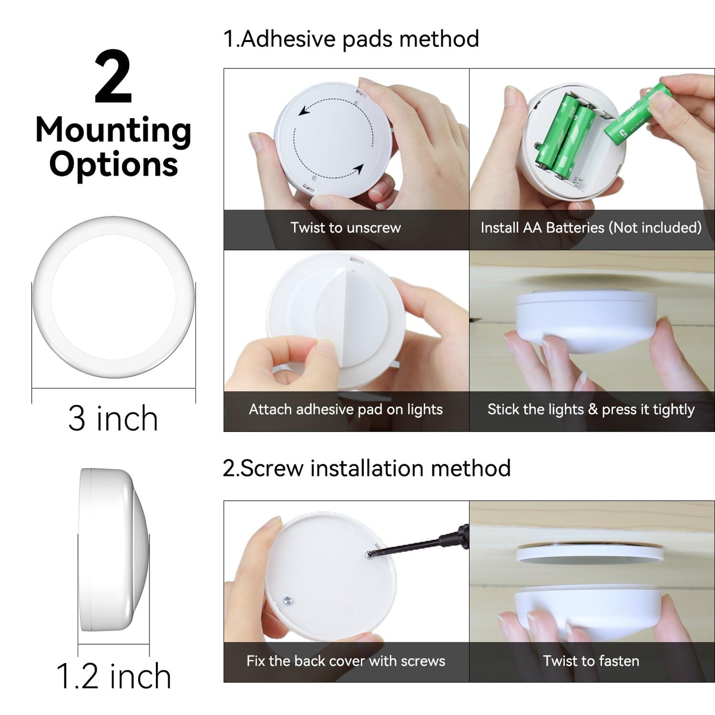 SEMSMOKS LED Puck Lights with Remote, Battery Operated -6 Pack