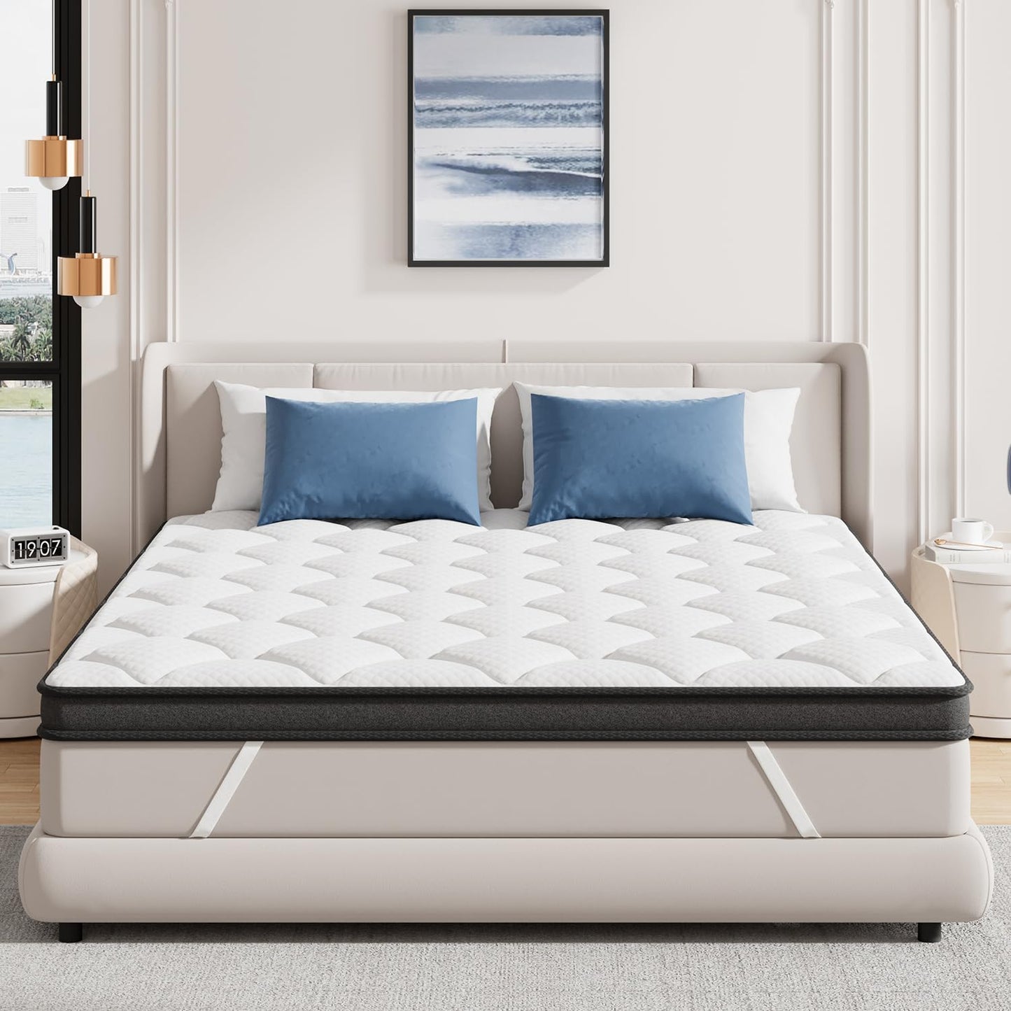 ELEMUSE 3 Inch King Memory Foam Mattress Topper, High Density Gel Foam Bed Toppers with Cooling Pillowtop for Back Pain Relief, Medium Firm Mattress Pad for Comfort Body Support