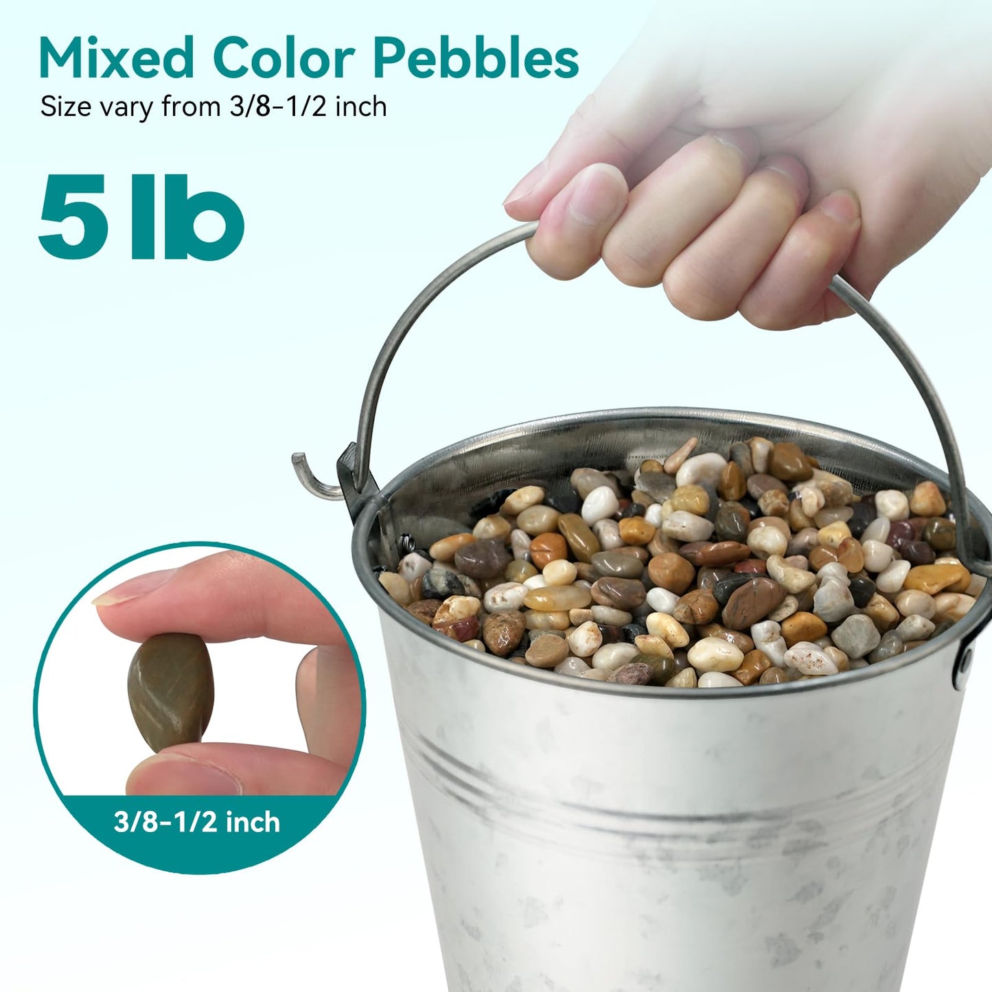 Rahato 5 lbs Pebbles for Indoor Plants, Vase, Succulent, 3/8" Gravel for Plants, Pots Indoor, Bamboo Rocks for Bamboo Plants, Decorative Small River Rock, Highly Polished