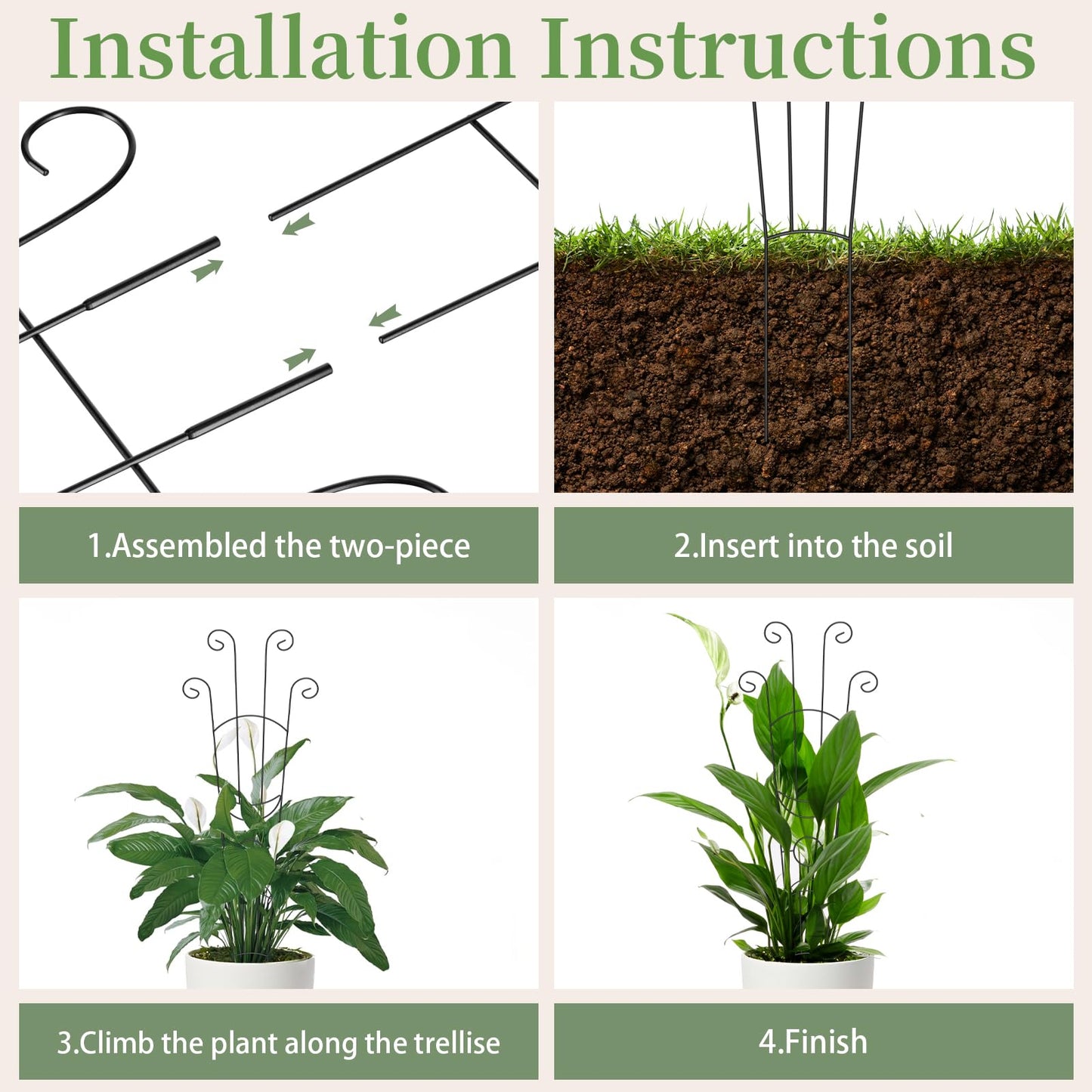 2 Pack 32.6'' Taller Plant Trellis for Climbing Plants Indoors & Outdoor, Garden Metal Trellis Plant Support for Potted Plants, Houseplants, Flowers Vine, Ivy, Pothos, Monstera