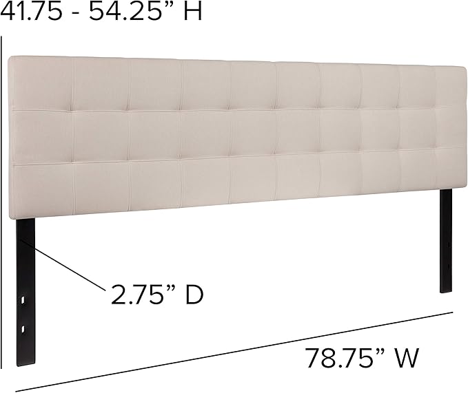 Flash Furniture Bedford Box Stitch Tufted Upholstered King Size Headboard in