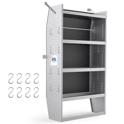 KRL PRODUCTS SV-3260 Steel Mid/High Roof Van Shelving Storage System Fits Transit, NV, Promaster and Sprinter, Van Shelving Units, 32''W * 60''H * 13''D