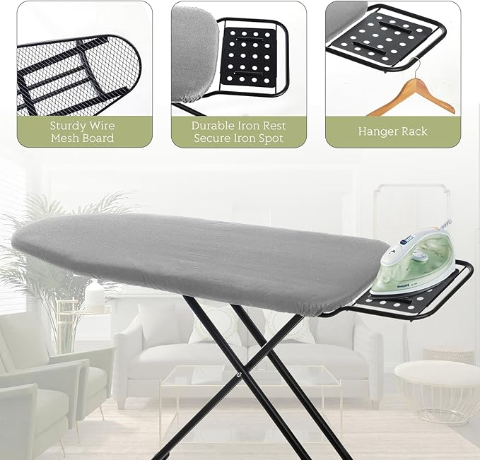 Ironing Board Full Size, RAINHOL 43"x13" Heavy Duty Compact Iron Board
