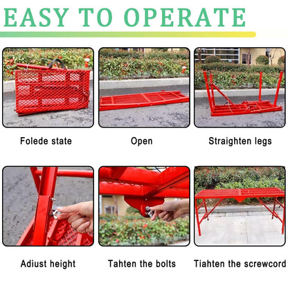 800LBS Foldable Scaffolding Platform, 71x16x60 Inch Alloy Steel Adjustable Height Portable Work Ladder, Ideal for Standard Staircase Painting Wiring Car Wash Home Decor & Industrial Maintenance