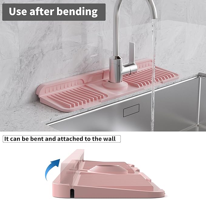 WAFT YEARN 17X5 Inch Silicone Durable Faucet Mat Kitchen Sink Splash Guard