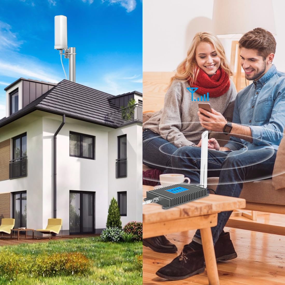 Cell Phone Signal Booster Boosts 5G 4G LTE Band 2/4/5/12/17/13 for All U.S. Carriers Verizon, ATT, Sprint, Omni-Directional Antenna Kit for Home, FCC Approved