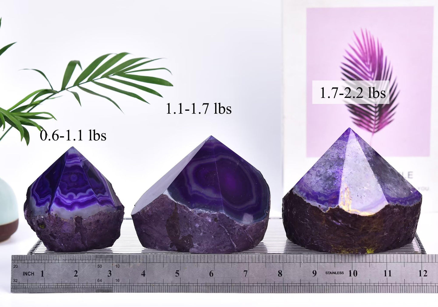 CNYANFEI Dyed Purple Agate Tower Irregular Crystal Wand 0.6-1.1 Lbs