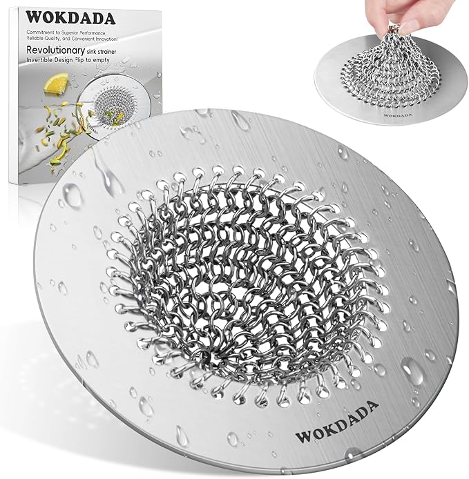 Sink Drain Strainer, Reversible No Clog Mesh Kitchen Sink Drain Strainer