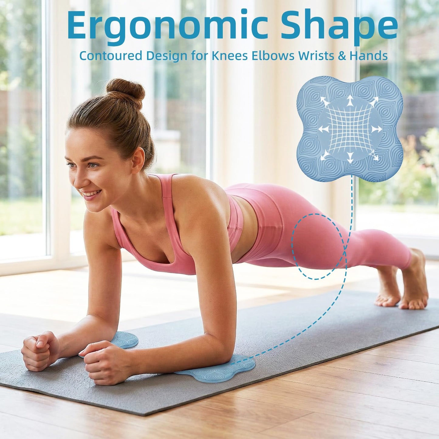 Yoga Knee Pads Set of 2 – Extra Soft Non-Slip Yoga Knee Pad Cushion for Knees Elbows Wrists – Pilates & Workout Knee Pads for Floor Exercises, Kneeling, Stretching, Fitness, Blue