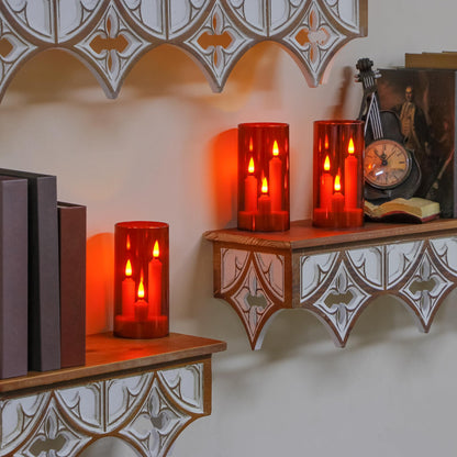 Zevanor 3 in 1 Flameless Taper Short Candles with 10 Key Remote Control and Timer, Battery Operated Pack of 2 LED Acrylic 3" x6" Red Pillar Flickering Warm Light