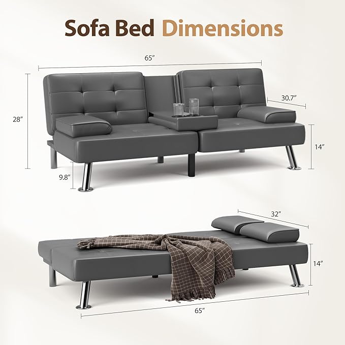 Shahoo Convertible Folding Futon Sofa Bed Sleeper Couch