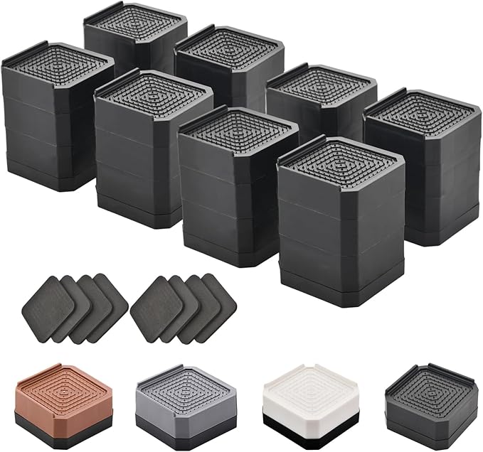 EclatBain Bed Risers Furniture Risers Heavy-Duty Rectangular Adjustable Block 8