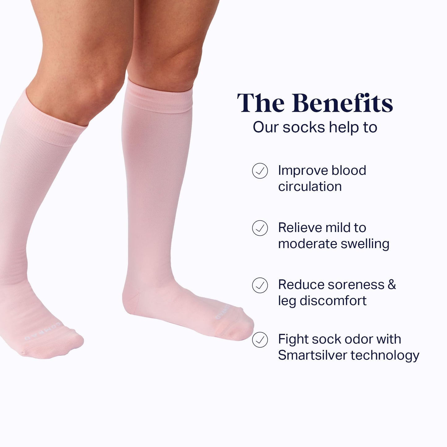 COMRAD | Premium and Stylish Compression Socks for Multipurpose Wear - Pink - Large