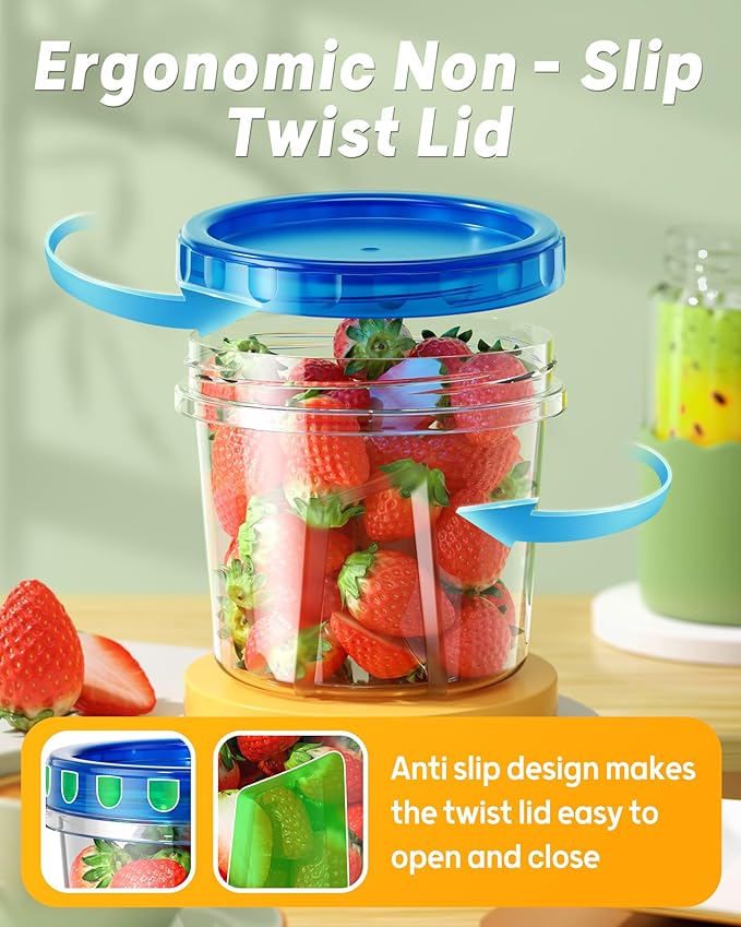 6 Pack-24 oz Freezer Storage Containers, Plastic Food Storage Containers
