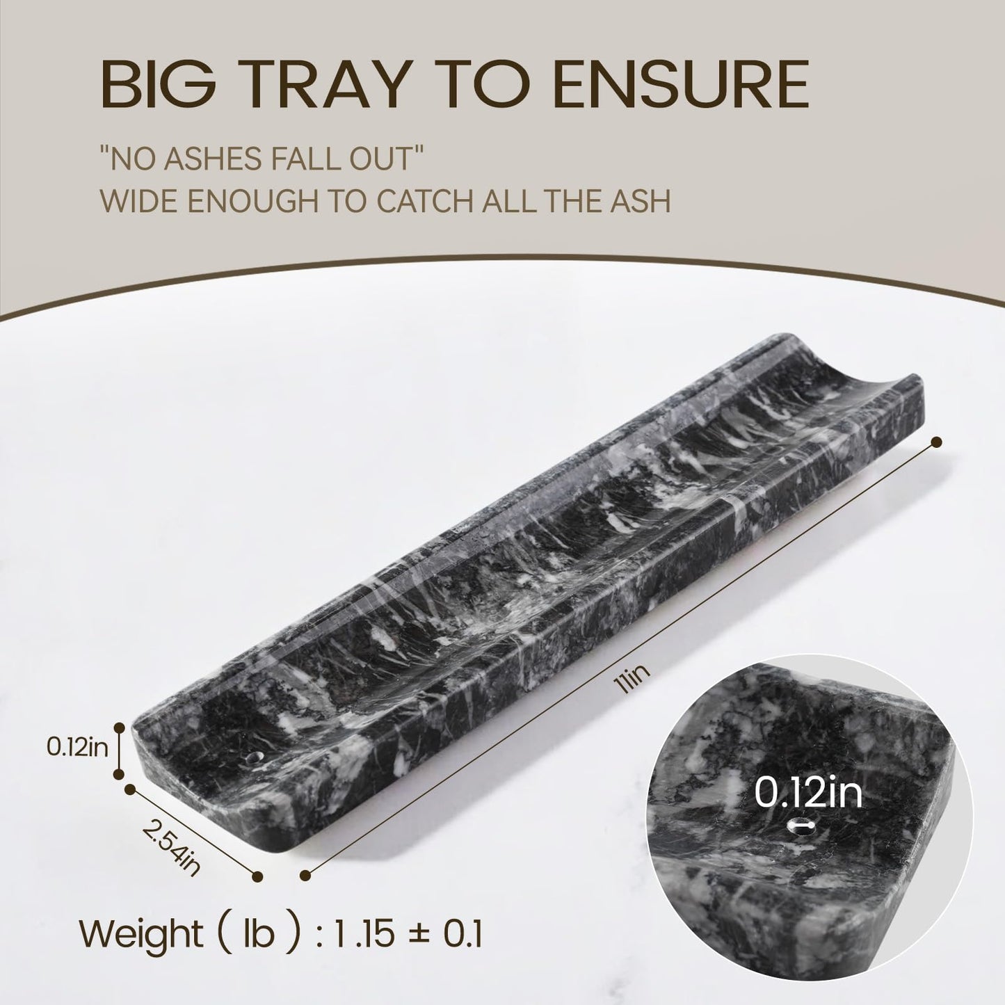 Koville Marble Incense Holder, Incense Holder for Sticks, Incense Sticks Holder Ash Catcher for Meditation Yoga SPA, Natural Stone Incense Burner, Home Table Decor (Black)